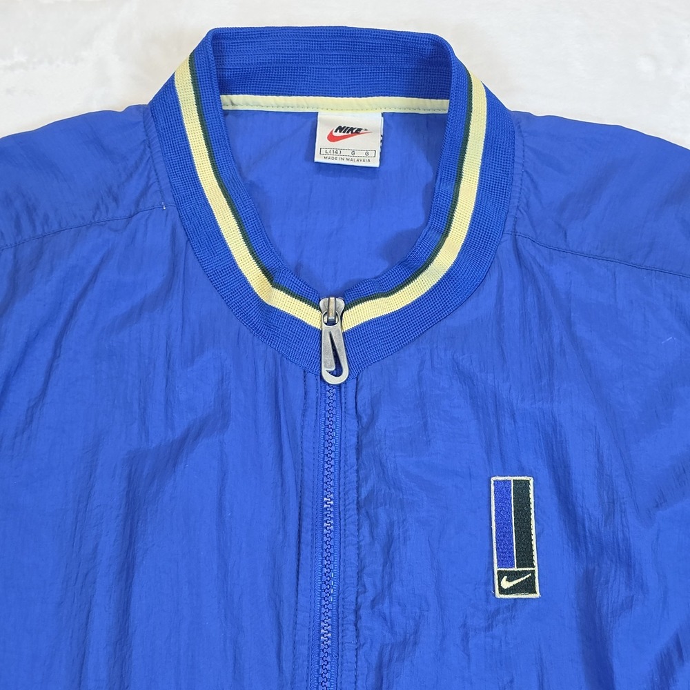 Vintage Nike Windbreaker ColorBlock Zip Long Sleeve Malaysia Blue Size Large 14 - Picture 3 of 12
